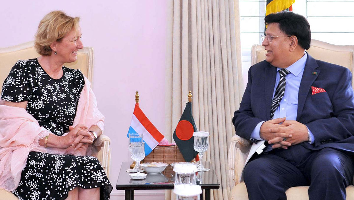 Minister for development cooperation and humanitarian affairs of the Grand Duchy of Luxembourg Paulette Lenert meets foreign minister AK Abdul Momen at the state guest house Padma on Wednesday. Photo: PID