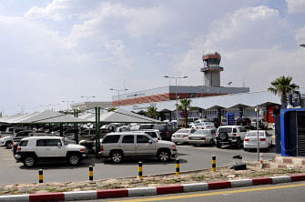 Cars are parked in front of Abha airport in southwestern Saudi Arabia`s mountainous resort, on 12 June 2019. A Yemeni rebel missile attack on the civil airport wounded 26 civilians today, drawing promises of `stern action` from the Saudi-led coalition fighting the Yemeni Huthi rebels. Photo: AFP