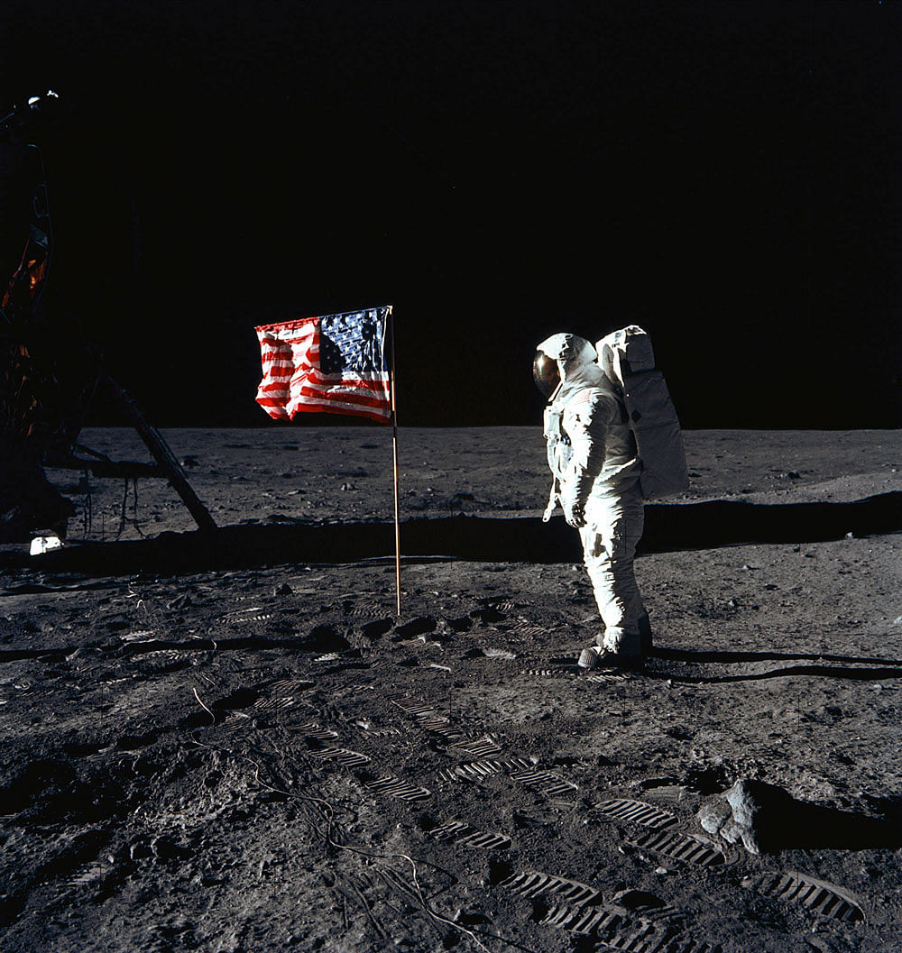 This 20 July 1969, photo obtained from NASA and taken by Neil Armstrong, shows astronaut Buzz Aldrin on the Moon`s Sea of Tranquility. Photo: AFP