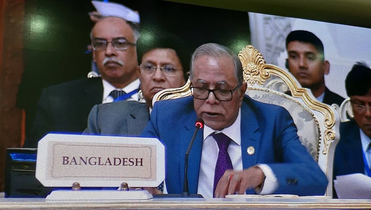 President Abdul Hamid addressing the 5th Summit of Conference on Interaction and Confidence Building Measures in Asia (CICA) at Dushanbe, the capital of Tajikistan on Saturday, 15 June, 2019. Photo: UNB