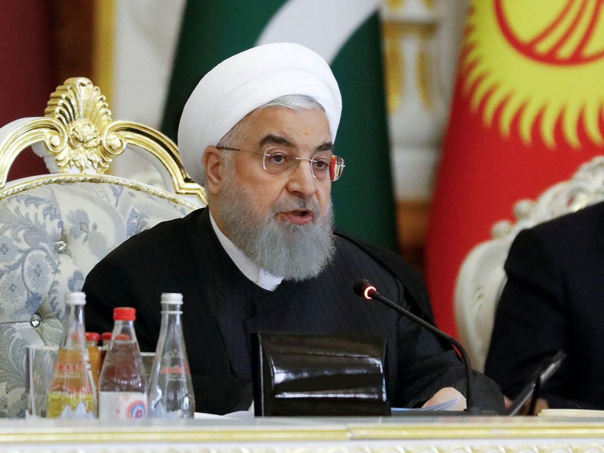 Iranian president Hassan Rouhani delivers a speech at the Conference on Interaction and Confidence-Building Measures in Asia (CICA) in Dushanbe, Tajikistan on 15 June. Photo: Reuters