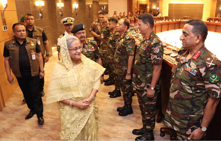 Prime minister Sheikh Hasina addressing the inaugural function of the Army Selection Board, 2019 as the chief guest at Dhaka Cantonment on Sunday morning. Photo: BSS