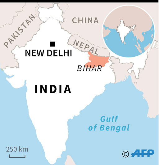Map of India locating fatal heatwave in Bihar state, Inida. Photo: AFP