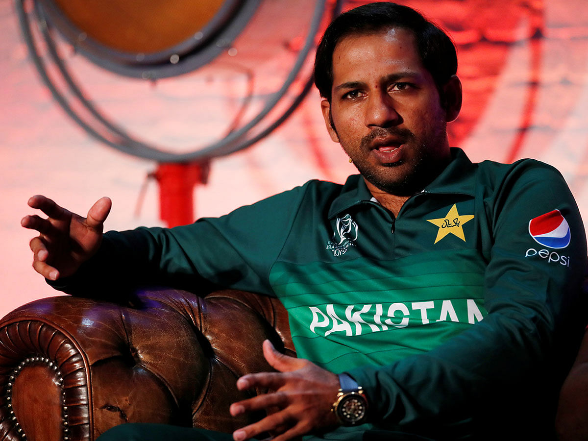 Pakistan`s Sarfaraz Ahmed during a press conference at the The Film Shed, London, Britain on 23 May, 2019. Photo: Reuters