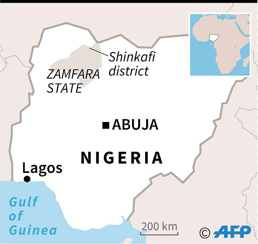 Map of Nigeria locating attacks in Shinkafi district, Zamfara State. Photo: AFP