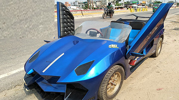 Akash, a resident of Narayanganj, has built a sports car from scratch at a workshop using completely domestic technology. Photo: Collected