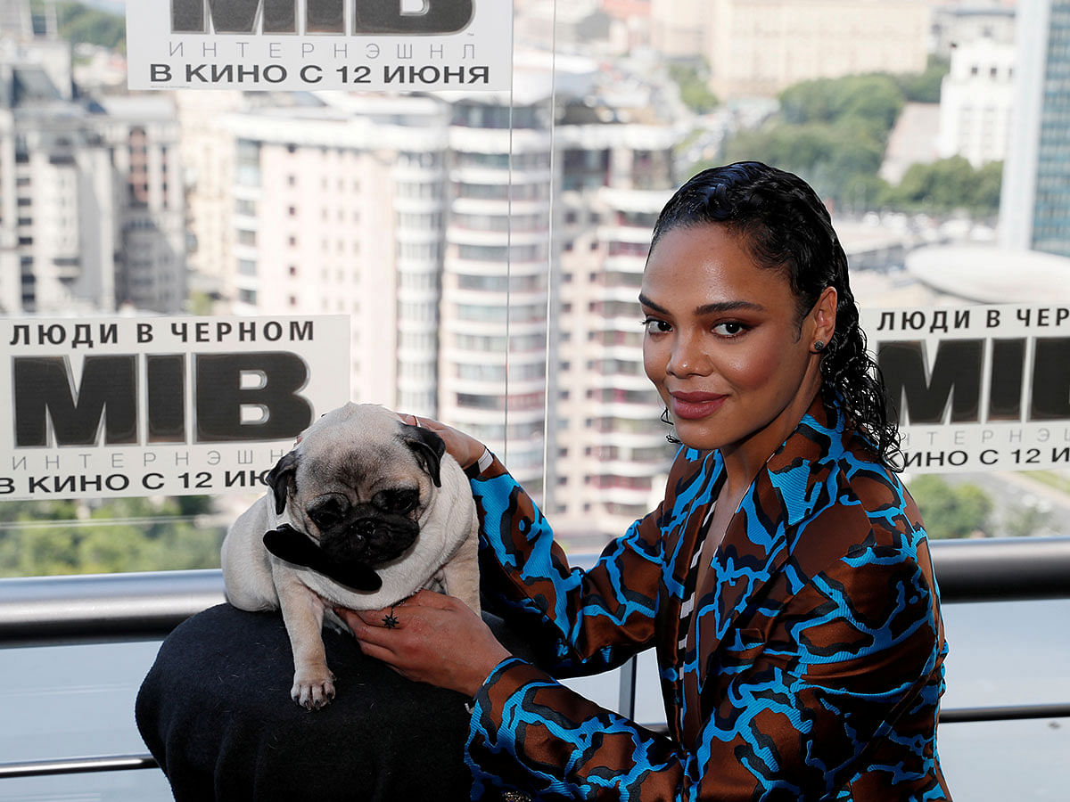 Tessa Thompson poses for a picture during a photocall for the film `Men in Black: International` ahead of its Russian premiere, in Moscow, Russia 6 June, 2019. Photo: Reuters