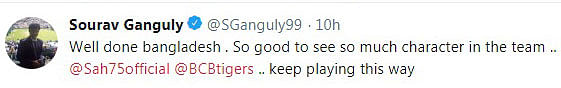 Sourav Ganguly's tweet.