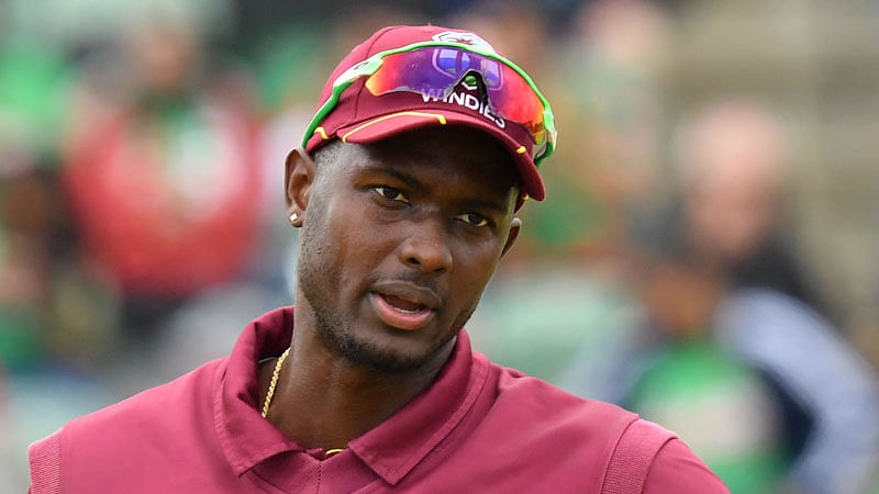 West Indies` captain Jason Holder reacts during the 2019 Cricket World Cup group stage match between West Indies and Bangladesh at The County Ground in Taunton, southwest England, on 17 June, 2019. Photo: AFP