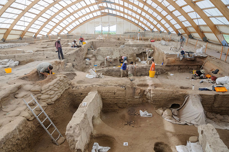 Researchers excavate the ruins of Catalhoyuk, a prehistoric settlement located in south-central Turkey that was inhabited from about 9,100 to 7,950 years ago, in this photograph released from Istanbul, Turkey on 17 June. Photo: Reuters