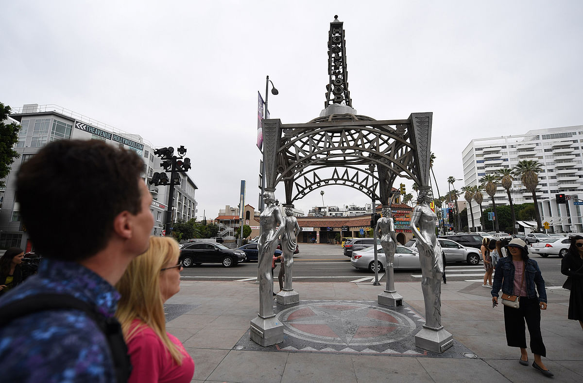 A statue of Marilyn Monroe which is normally perched atop the gazebo`s Eiffel Tower-shaped structure was stolen on June 16. Police said investigators had recovered some prints at the scene but had yet to make any arrests. Photo: AFP
