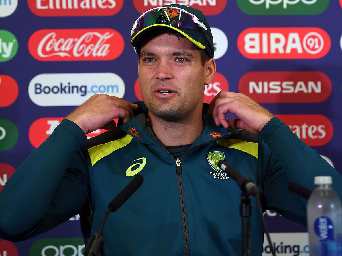 Australia`s Alex Carey attends a press conference at Trent Bridge in Nottingham, central England, on 19 June 2019, ahead of their 2019 Cricket World Cup match against Bangladesh. Photo: AFP