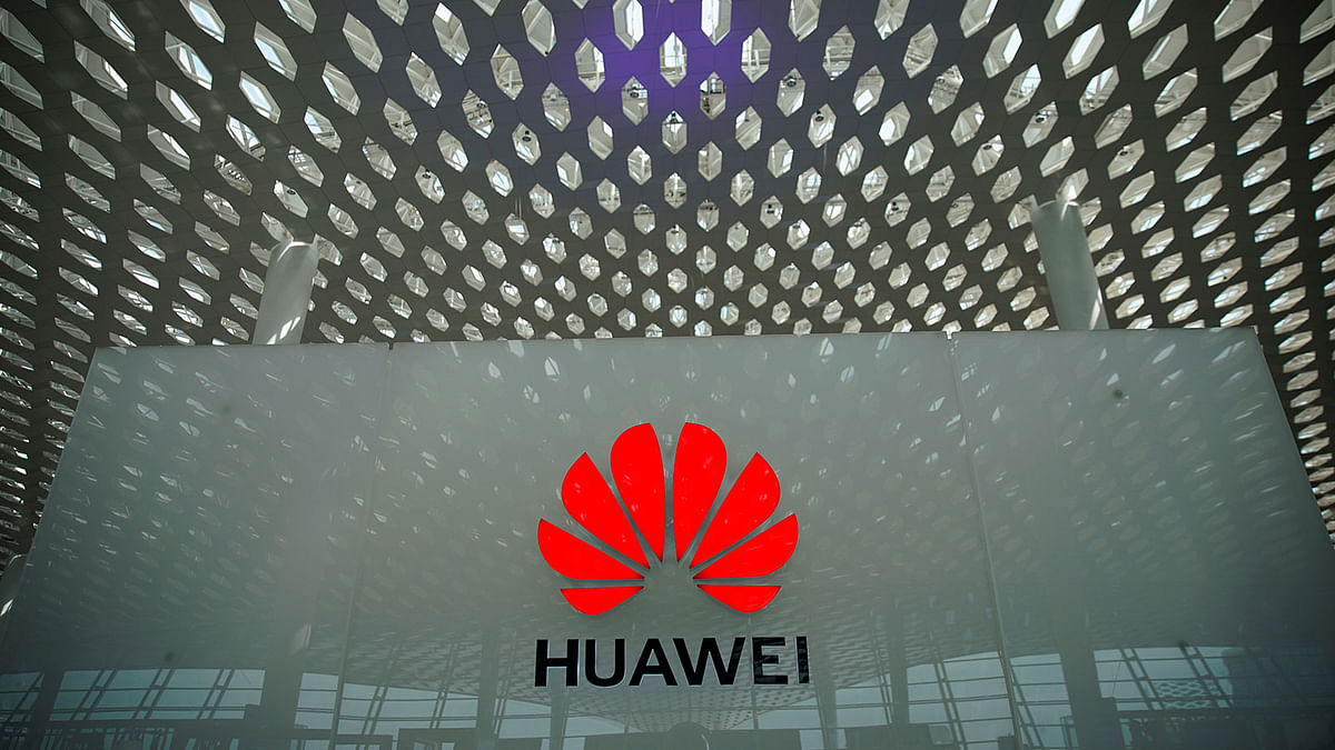 A Huawei company logo is seen at the Shenzhen International Airport in Shenzhen in Shenzhen. Photo: Reuters