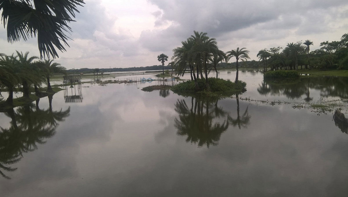 This recently taken photo shows one of the water bodies filled with saline water in Satkhira. Photo: UNB