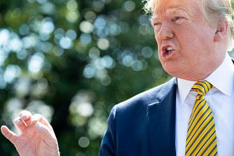 US president Donald Trump speaks to the media prior to departing on Marine One from the South Lawn of the White House in Washington, DC, 22 June 2019, as he travels to Camp David, Maryland. Trump said Iran was “very wise “ not to shoot down the manned plane when it downed the drone and “we appreciate “ that move. Photo: AFP