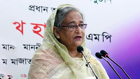 Prime minister Sheikh Hasina addresses the certificate giving ceremony of BCS law and administration`s 110, 111 and 112 batches at Bangladesh Civil Service Administration Academy (BCSAA) in Dhaka`s Shahbagh on Sunday, 23 June, 2019. Photo: BSS