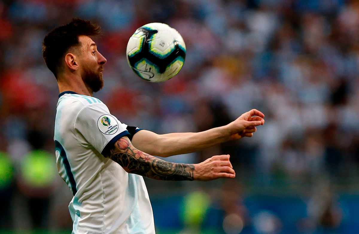 Argentina`s Lionel Messi controls the ball during the Copa America football tournament group match against Qatar at the Gremio Arena in Porto Alegre, Brazil, on 23 June, 2019. Photo: AFP