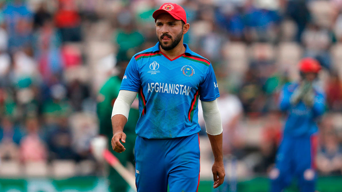 Afghanistan`s captain Gulbadin Naib looks on during the 2019 Cricket World Cup group stage match between Bangladesh and Afghanistan at the Rose Bowl in Southampton, southern England, on 24 June, 2019. Photo: AFP