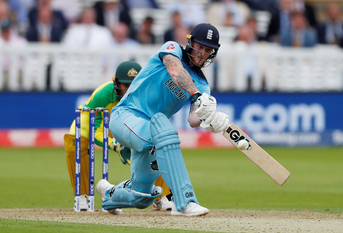 England`s Ben Stokes plays a shot in the ICC Cricket World Cup match against Australia at Lord`s Cricket Ground, London, Britain on 25 June 2019. Photo: Reuters