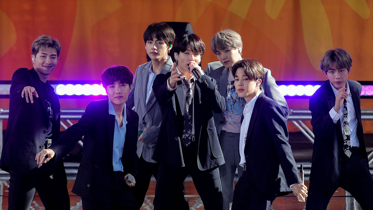 Members of K-Pop band, BTS perform on ABC`s `Good Morning America` show in Central Park in New York City, US on 15 May. Photo: Reuters