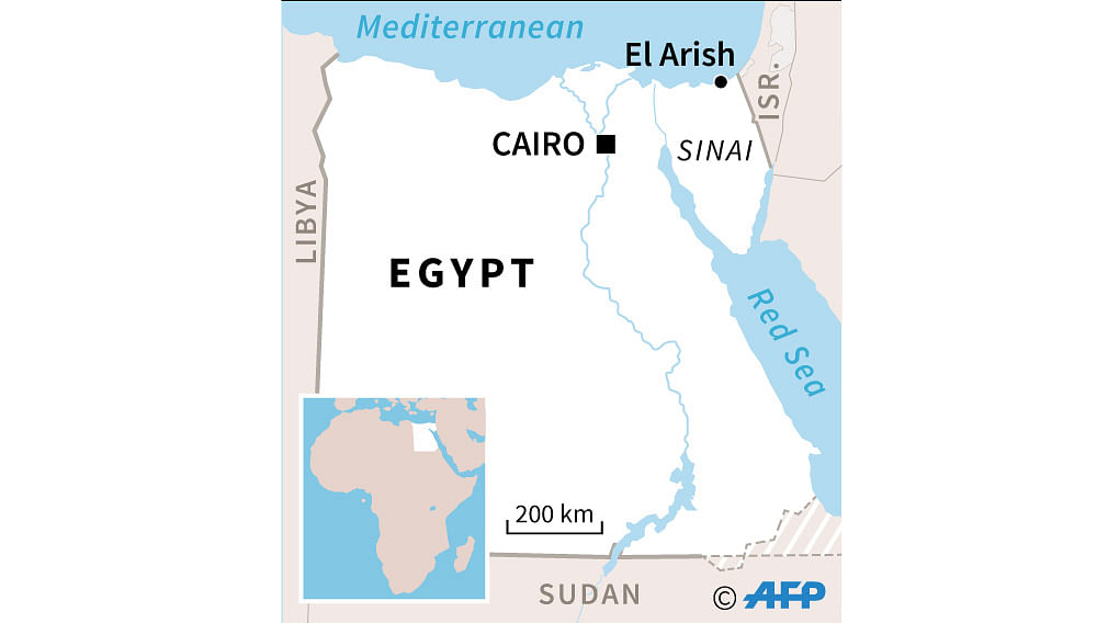Map of Egypt locating El-Arish, near where seven police officers have been killed in a jihadist attack. Photo: AFP