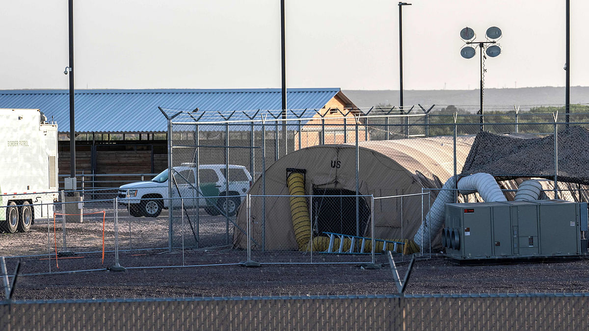 In this file photo taken on 21 June a temporary facility set up to hold immigrants is pictured at a US Border Patrol Station in Clint, Texas. Photo: AFP