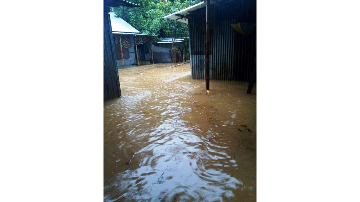 Inundation in Sylhet due to torrential rain over the last few days in Sylhet. Photo: UNB