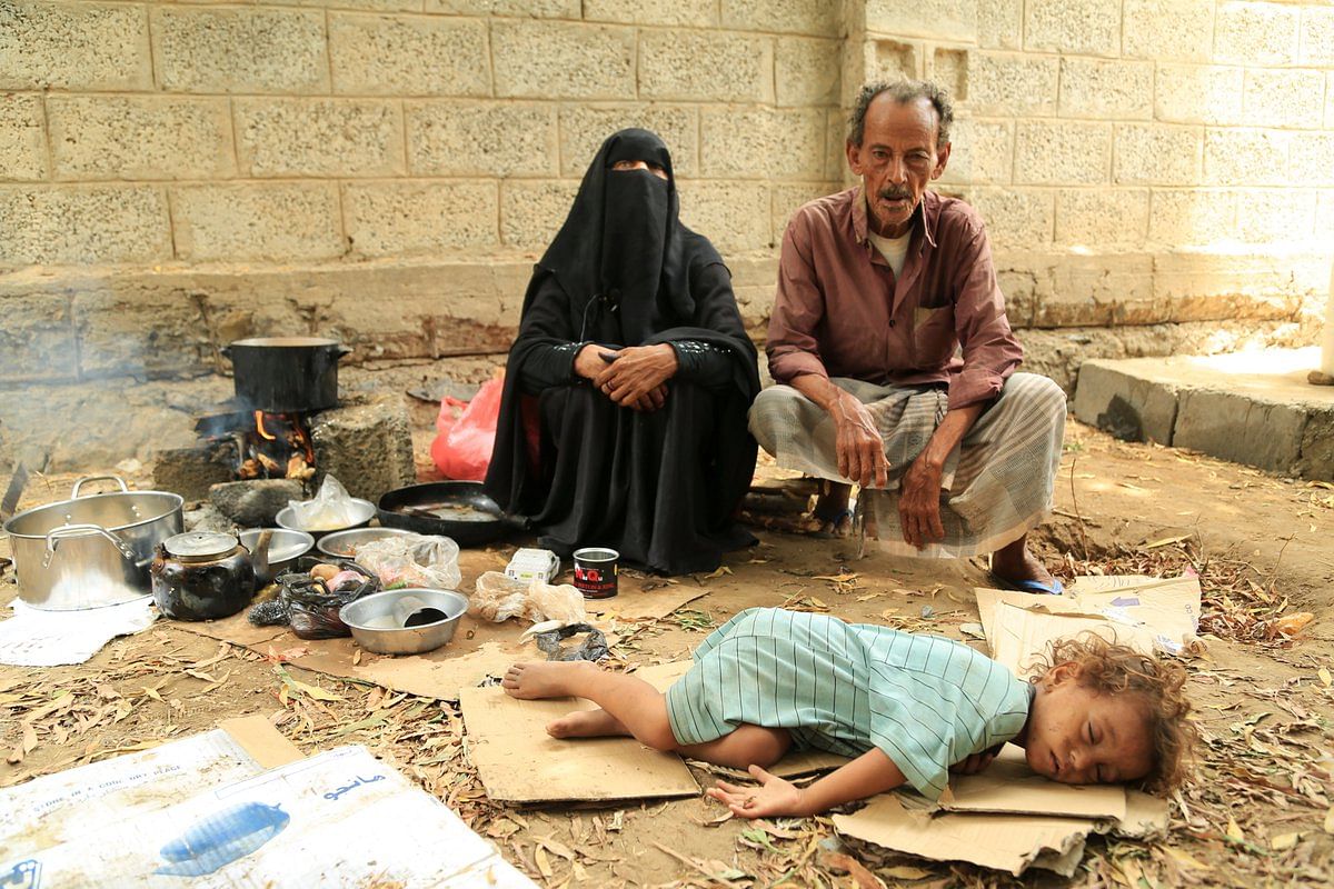 A displaced  family in Yemen. Photo: ICRC