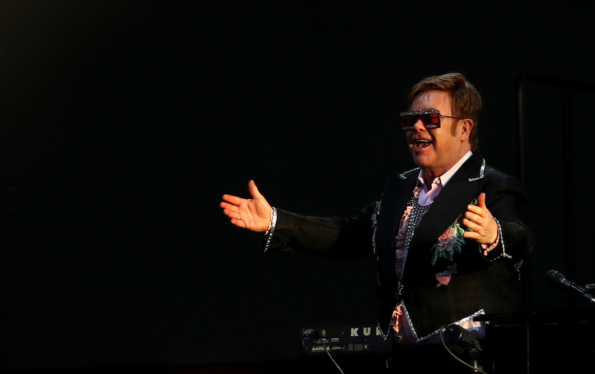 Elton John performs on stage during Montreux Jazz Festival, as part of his `Farewell Yellow Brick Road Tour`, Switzerland on 29 June. Photo: Reuters