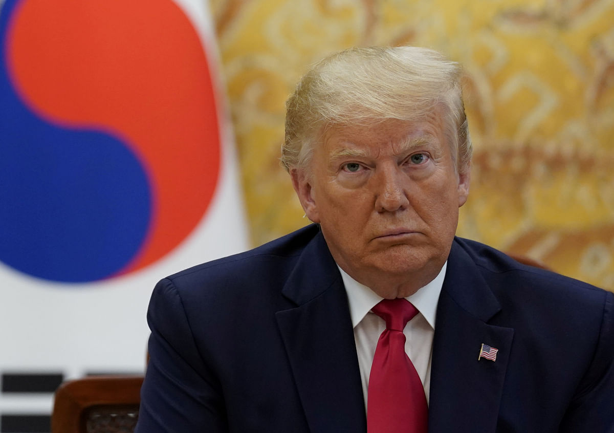 US president Donald Trump looks on during a meeting with South Korean president Moon Jae-in at the Blue House in Seoul, South Korea on 30 June 2019. Photo: Reuters