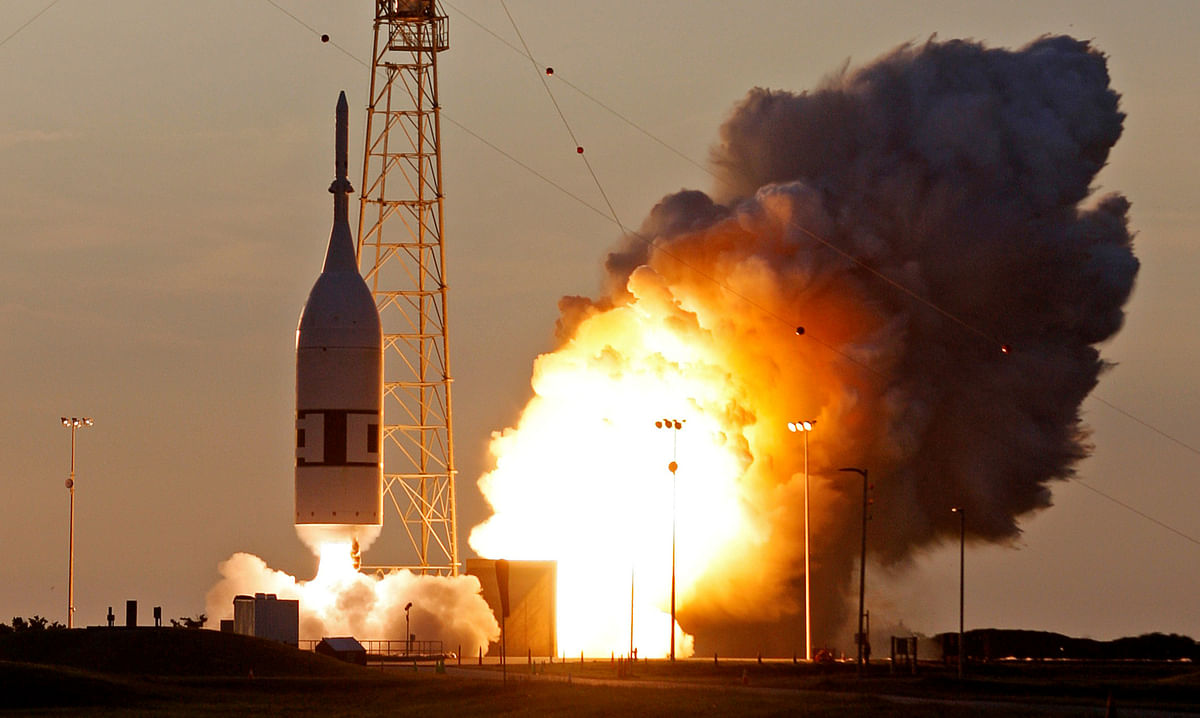 The Ascent Abort-2 flight test of NASA`s Orion spacecraft`s emergency launch abort system lifts off from the Cape Canaveral Air Force Station in Cape Canaveral, Florida, US on 2 July. Photo: Reuters