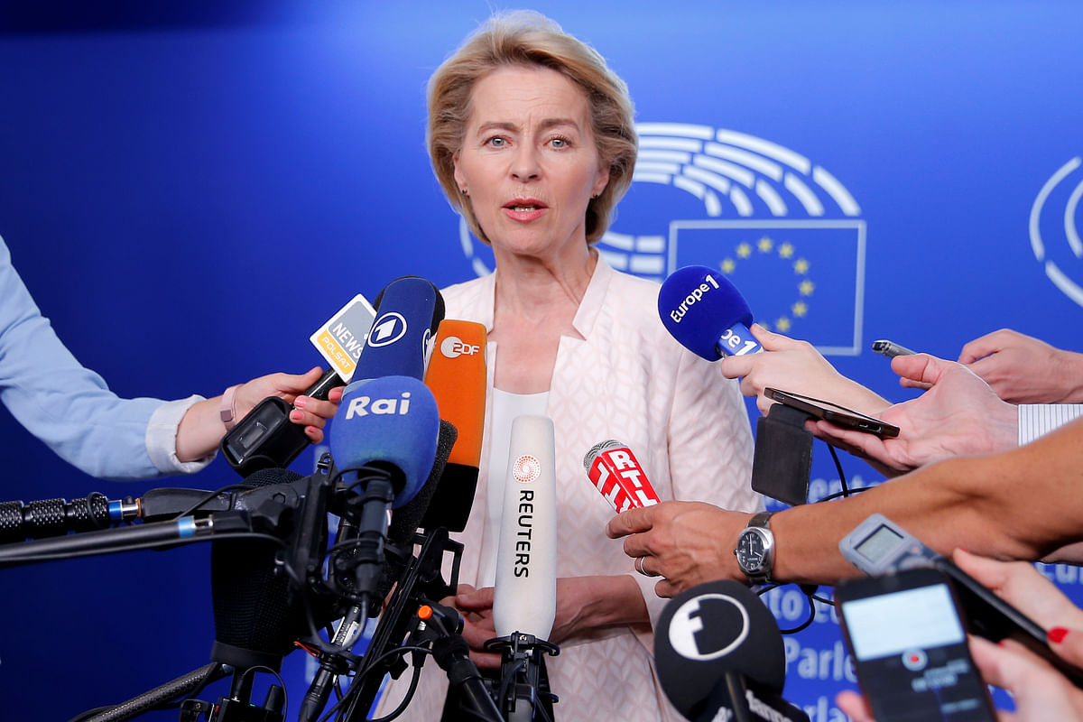 German defence minister Ursula von der Leyen, who has been nominated as European Commission president, attends a news conference during a visit at the European Parliament in Strasbourg, France, on 3 July 2019. Photo: Reuters