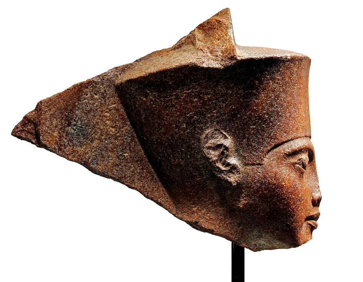 An undated handout picture released by the auction house Christie`s in London on 26 June 2019, shows a 3,000-year-old stone bust of Tutankhamun, set to be auctioned on 4 July. Christie`s this week will auction a 3,000-year-old stone bust of Tutankhamun — the Egyptian pharaoh most simply call King Tut -- at the heart of a diplomatic tug-of-war with Cairo. Photo: AFP