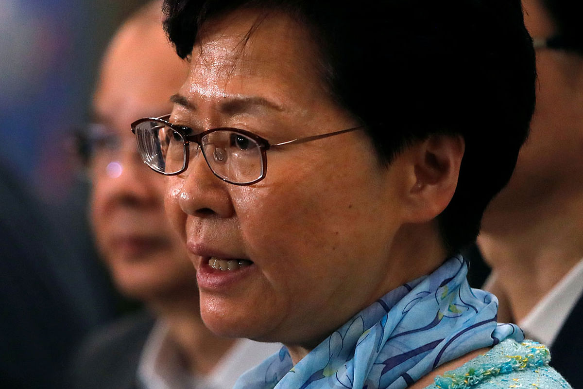 Hong Kong Chief Executive Carrie Lam speaks to media over an extradition bill in Hong Kong, China on 2 July. Photo: Reuters