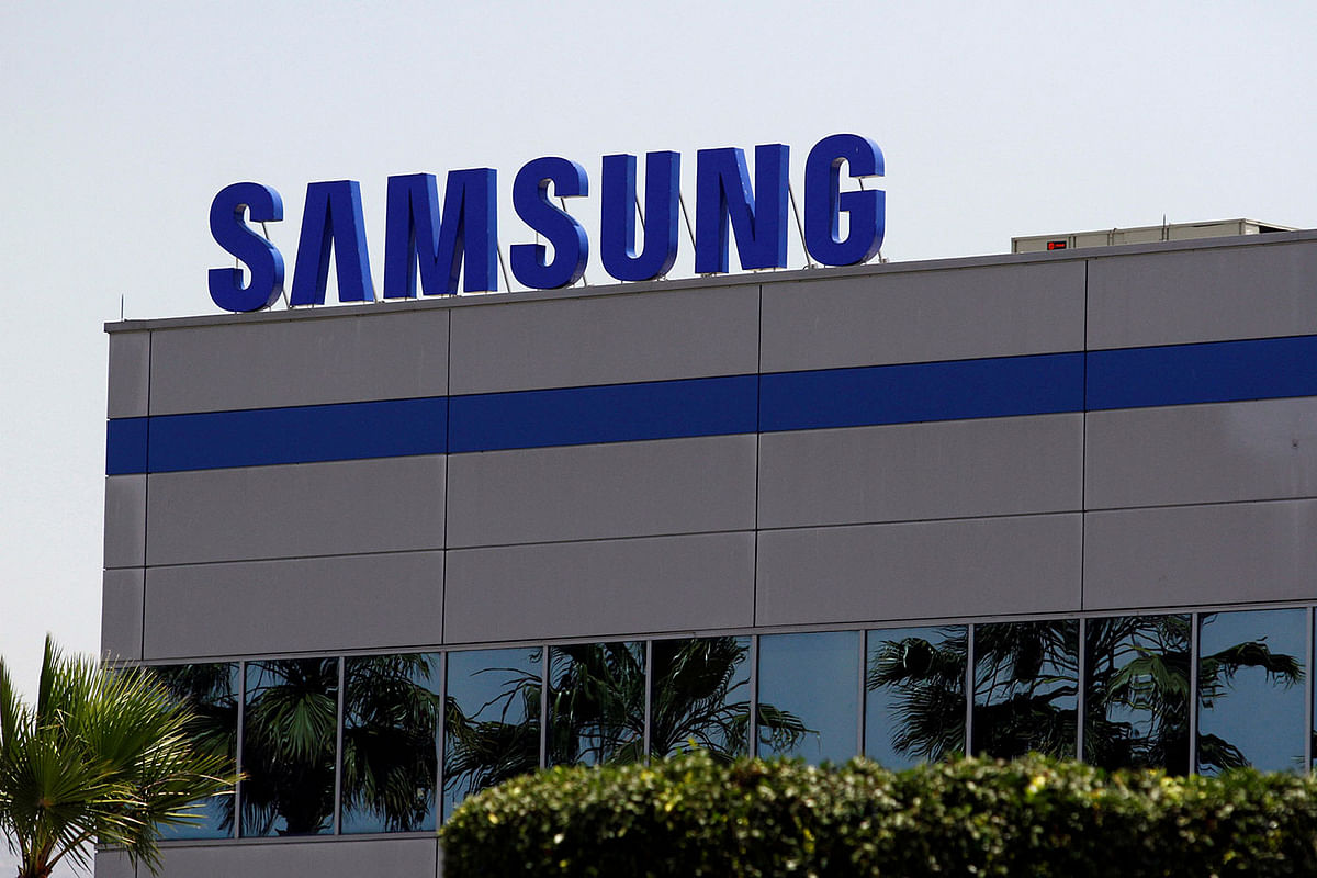 The logo of Samsung Electronics is pictured at the company`s factory in Tijuana, Mexico, on 1 June 2019. Reuters File Photo