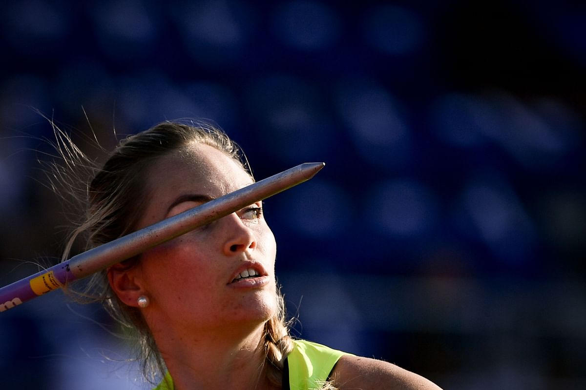 Australia`s Kelsey-Lee Barber competes in the Women`s javelin throw during the IAAF Diamond League competition on 5 July 2019 in Lausanne. Photo: AFP