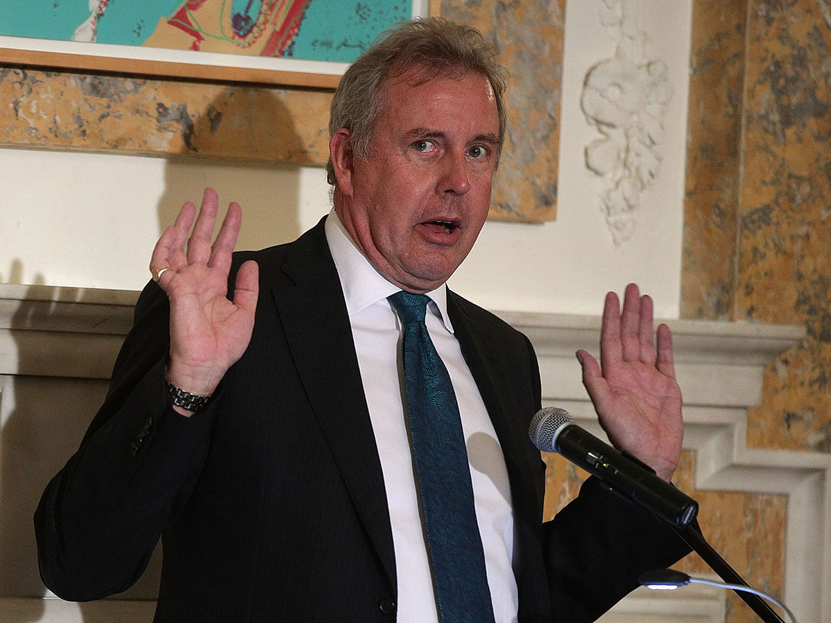 In this file photo taken on 20 October 2017 British Ambassador to the US Kim Darroch speaks during an annual dinner of the National Economists Club at the British Embassy in Washington, DC. Photo: AFP