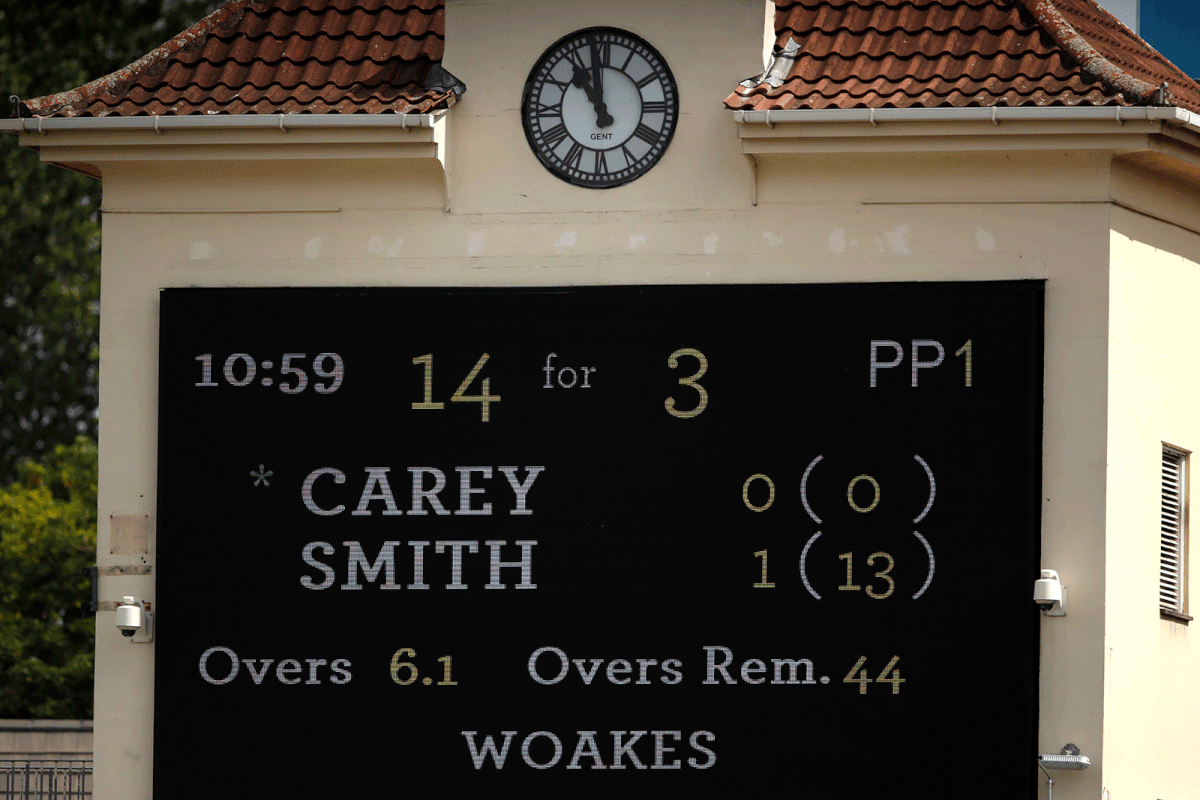 General view of the scoreboard during the match. Photo: Reuters