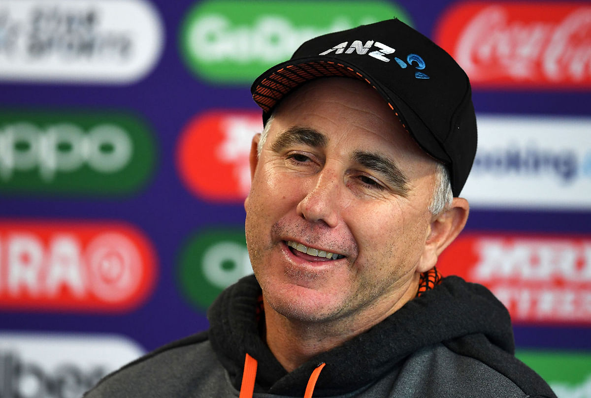 New Zealand`s head coach Gary Stead attends a press conference at Old Trafford in Manchester, north-west England on 7 July, 2019, ahead of their 2019 Cricket World Cup semi-final match against India. Photo: AFP