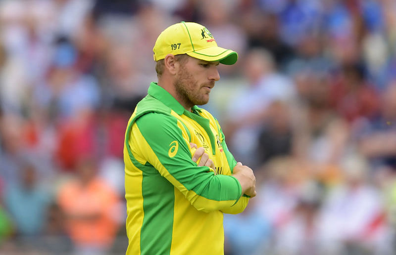 Australia`s captain Aaron Finch looks on in the field during the 2019 Cricket World Cup second semi-final between England and Australia at Edgbaston in Birmingham, central England, on 11 July, 2019. Photo: AFP
