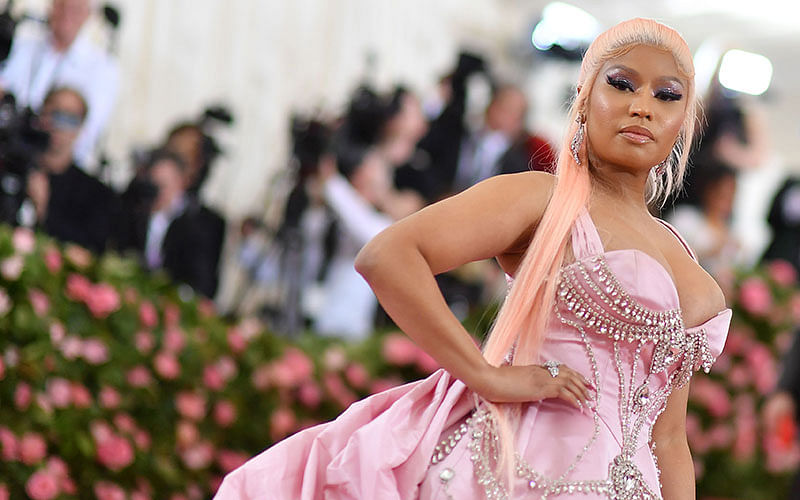 In this file photo taken on 6 May US rapper Nicki Minaj arrives for the 2019 Met Gala at the Metropolitan Museum of Art in New York. Photo: AFP