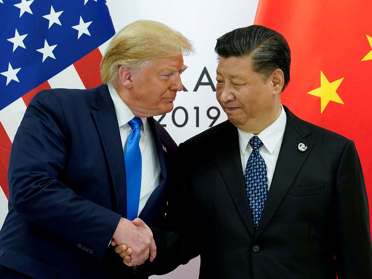 US president Donald Trump meets with China`s president Xi Jinping at the start of their bilateral meeting at the G20 leaders summit in Osaka, Japan on 29 June. Photo: Reuters