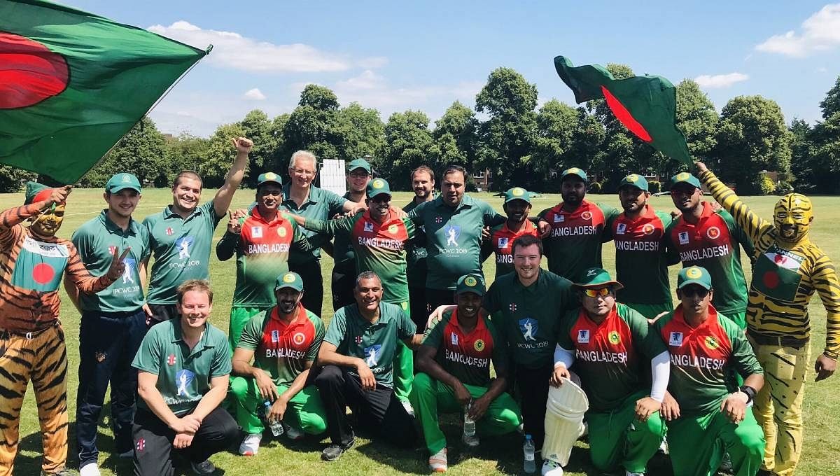 Bangladesh players after the final of Inter Parliamentary Cricket World Cup in Britain on 12 July 2019. Photo: UNB