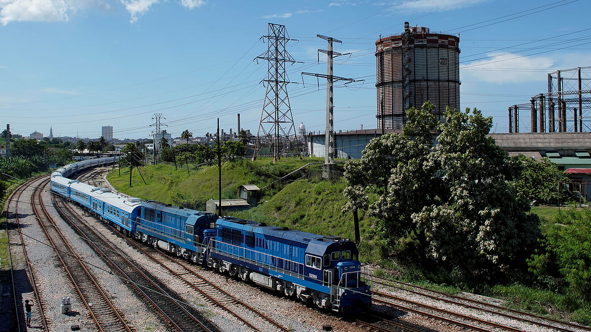 Cuba`s Chinese-made first new train passenger cars move after departing from La Coubre train station in Havana, Cuba on 13 July. Photo: Reuters