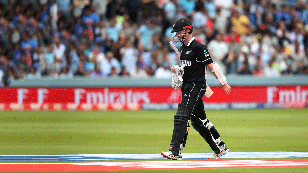 New Zealand`s Kane Williamson walks after losing his wicket. Photo: Reuters