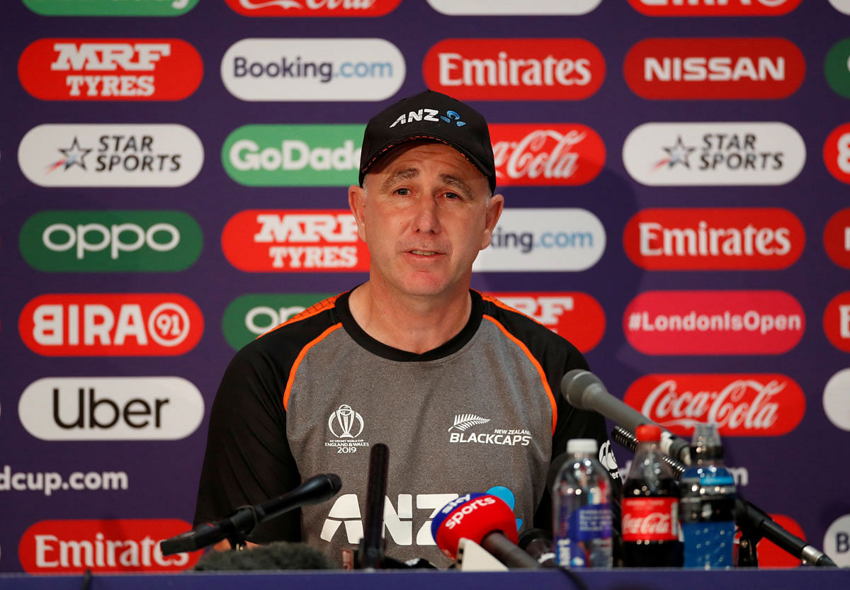 New Zealand head coach Gary Stead during a press conference at the Lord`s in London, Britain on 12 July, 2019. Photo: Reuters