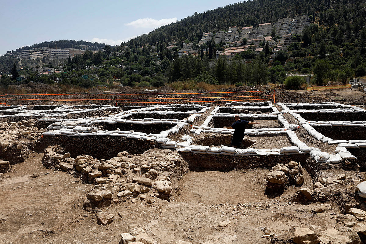 Part of an excavation site where a huge prehistoric settlement was discovered by Israeli archaeologists, is seen in the town of Motza near Jerusalem on 16 July 2019. Photo: Reuters