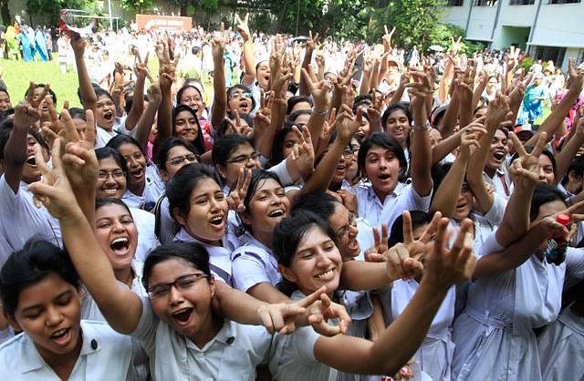 Students celebrate their results. Prothom Alo File Photo