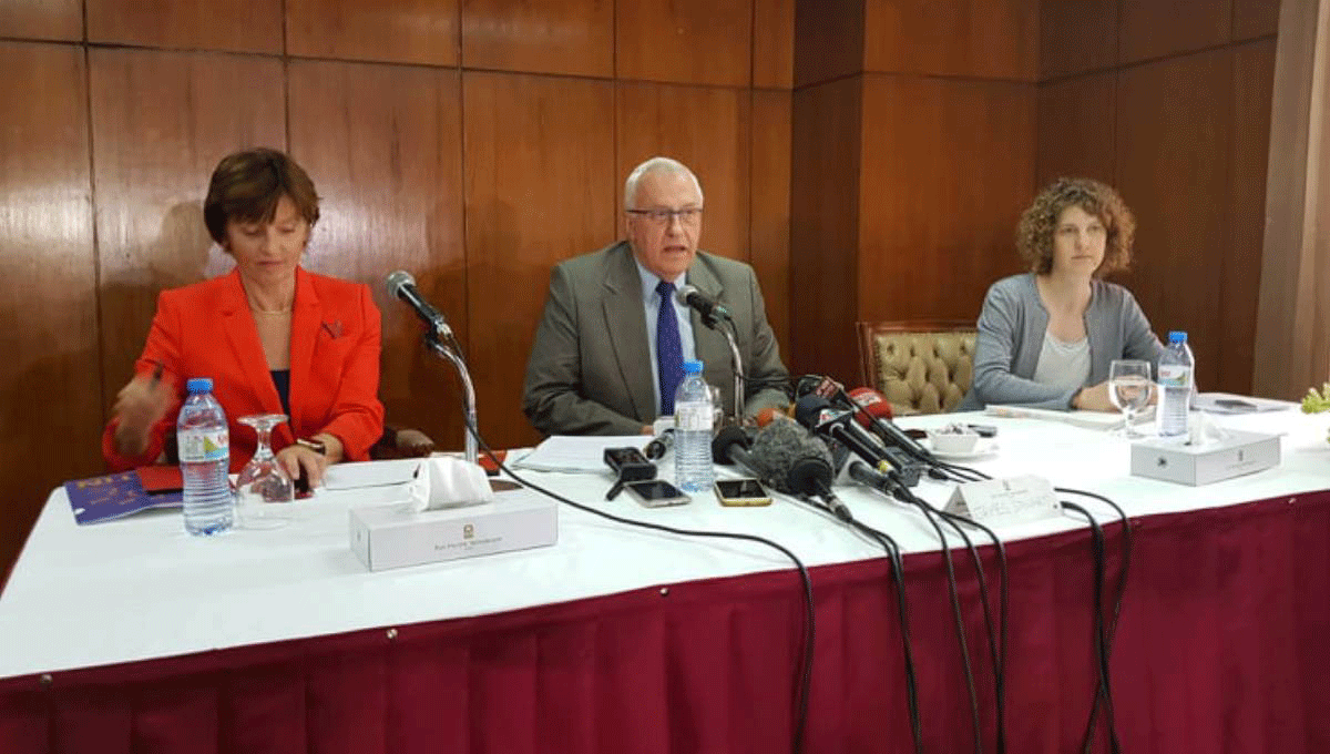 Deputy prosecutor James Stewart talks to reporters at a press conference in a city hotel on Thursday, 18 July, 2019. Photo: UNB