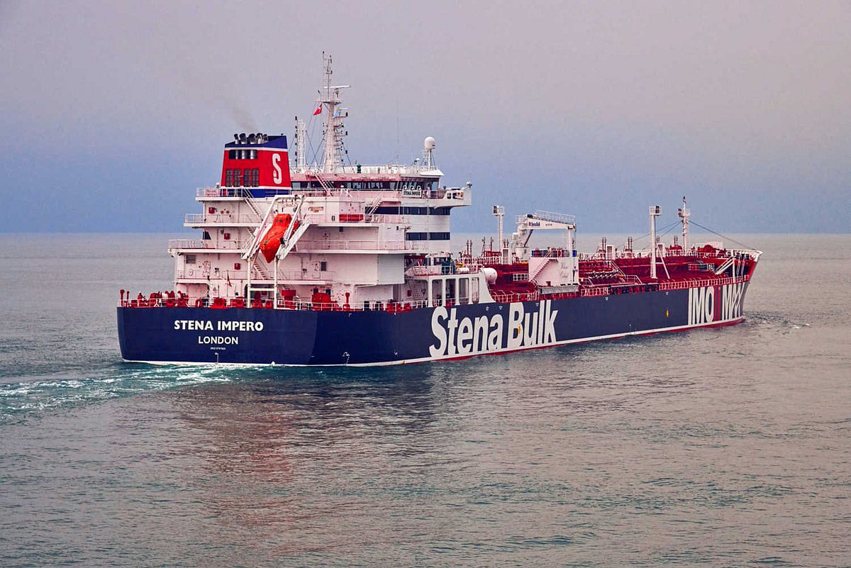 Undated handout photograph shows the Stena Impero, a British-flagged vessel owned by Stena Bulk, at an undisclosed location, obtained by Reuters on 19 July. Photo: Reuters